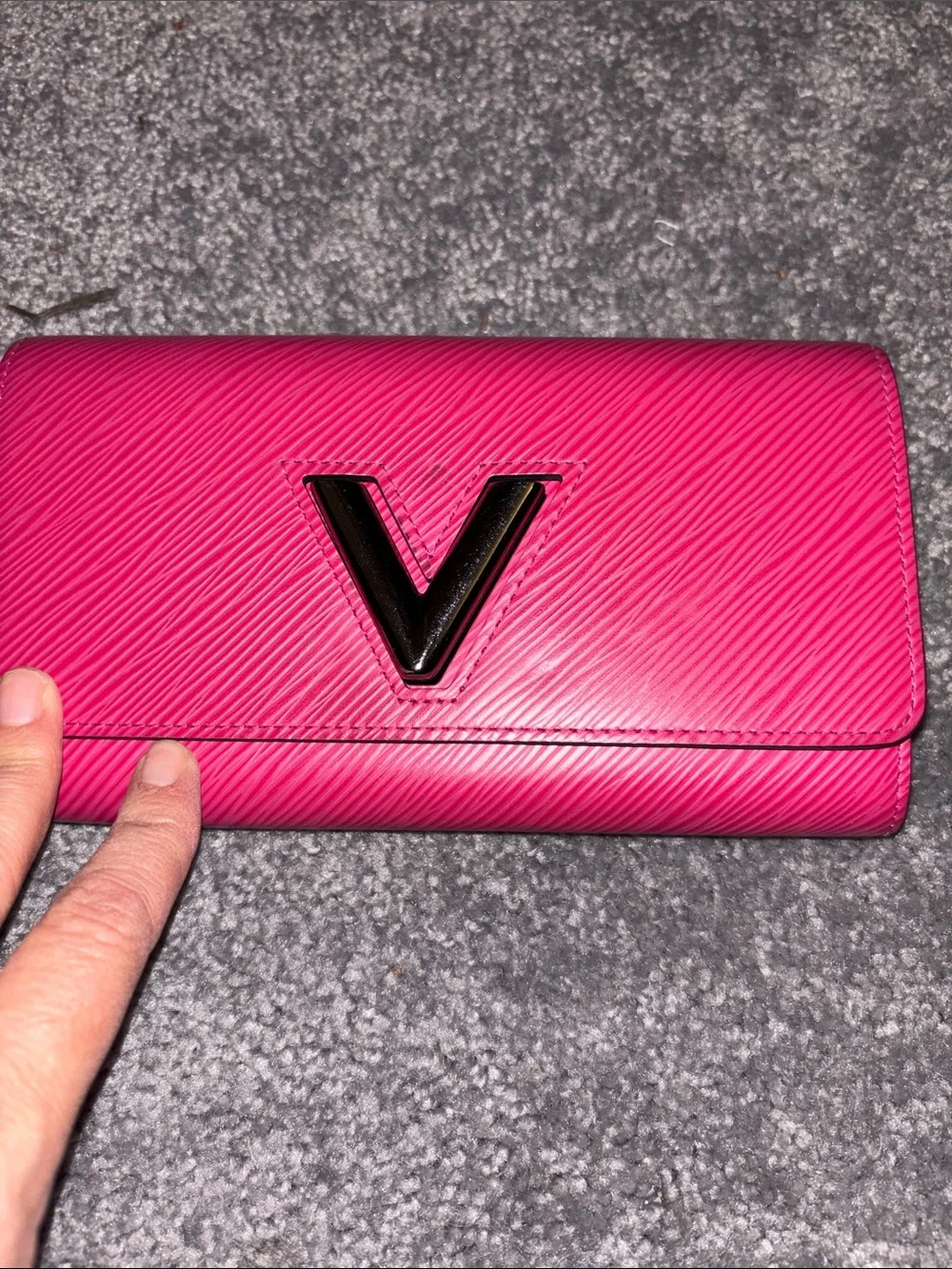 Louis Vuitton Hot Pink Epi Leather Flap Wallet with Silver LV Emblem